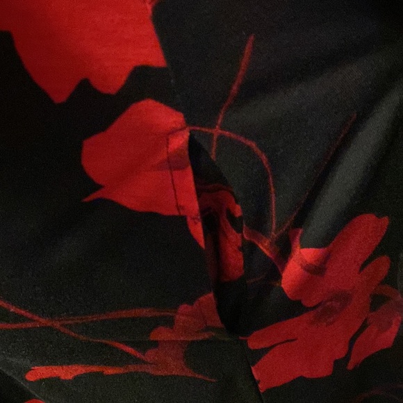 NWT Small Lularoe Emily Swing dress-black background with gorgeous red floral - Picture 3 of 3